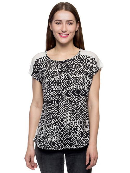 lace insert printed top - 17064544 - Very Small Image - 1