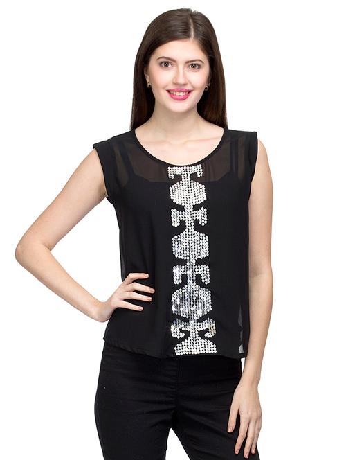 round neck printed top - 17064550 - Very Small Image - 1