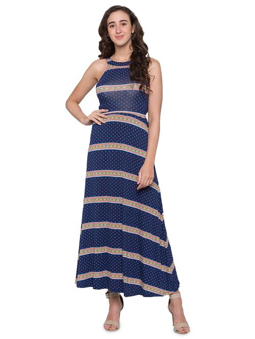 tie back printed maxi dress - 17065554 - Very Small Image - 1