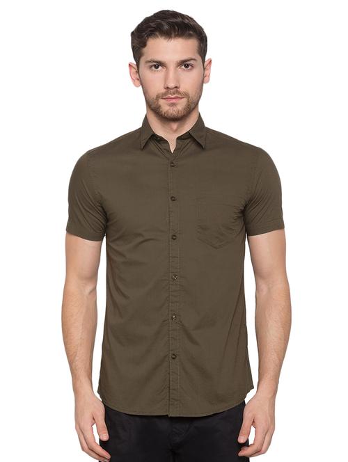 green cotton casual shirt - 17065566 - Very Small Image - 1