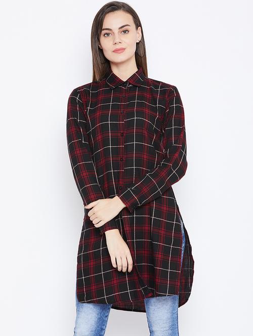 long sleeves regular checks tunic - 17066290 - Very Small Image - 1