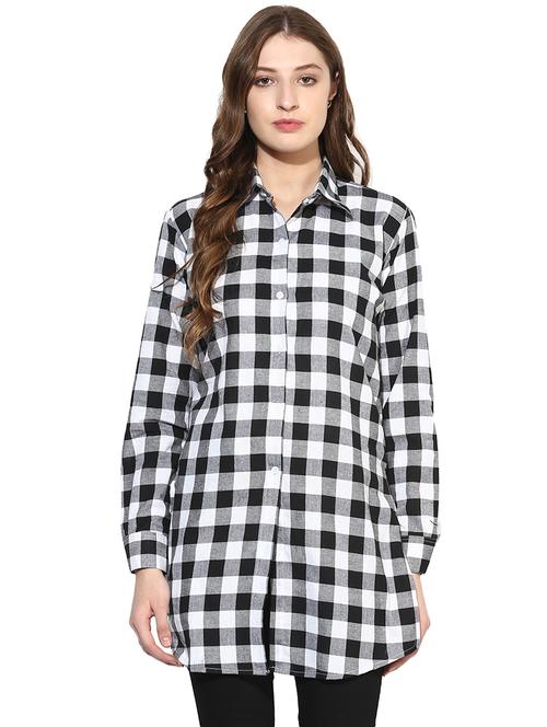 long sleeves regular checks tunic - 17066294 - Very Small Image - 1