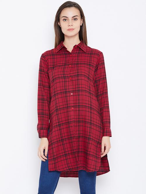 long sleeves regular checks tunic - 17066295 - Very Small Image - 1