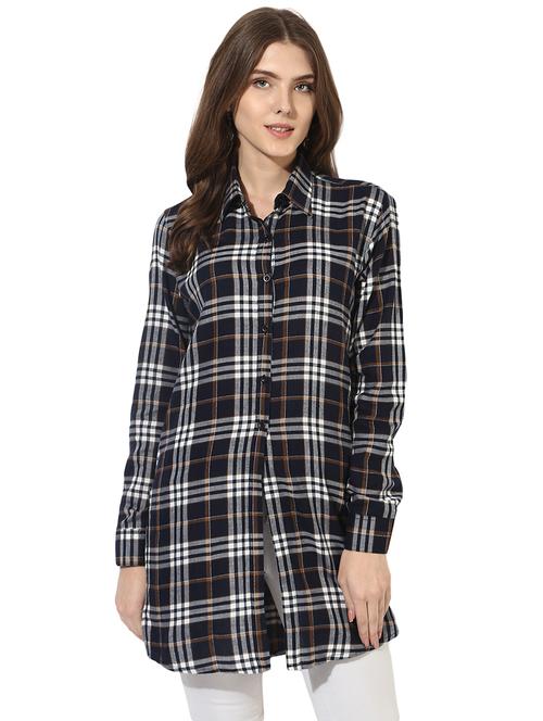 long sleeves regular checks tunic - 17066296 - Very Small Image - 1
