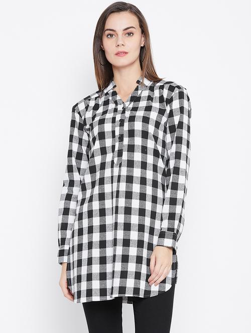long sleeves regular checks tunic - 17066299 - Very Small Image - 1