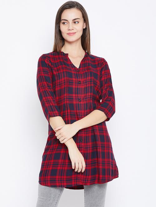 long sleeves regular checks tunic - 17066306 - Very Small Image - 1