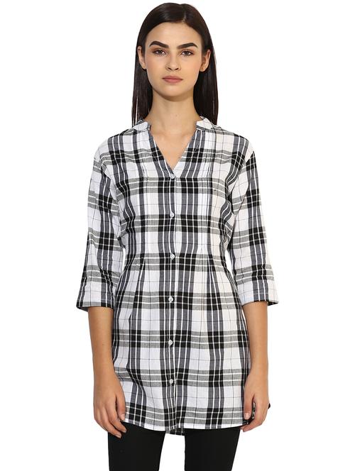 long sleeves regular checks tunic - 17066311 - Very Small Image - 1