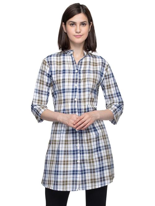 long sleeves regular checks tunic - 17066313 - Very Small Image - 1