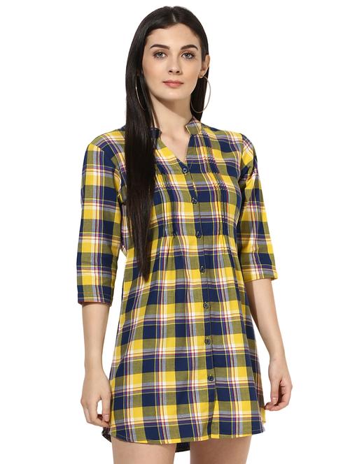 long sleeves regular checks tunic - 17066317 - Very Small Image - 1