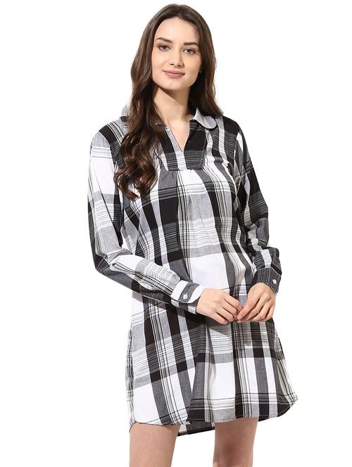 long sleeves checks regular tunic - 17066333 - Very Small Image - 1