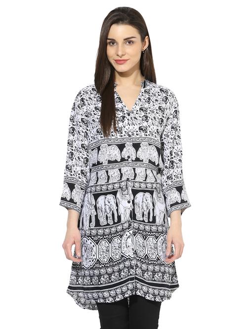 three quarter sleeves printed tunic - 17066336 - Very Small Image - 1