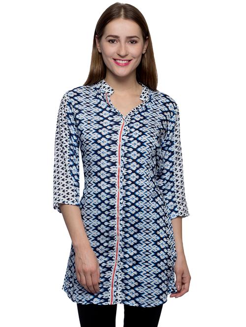 three quarter sleeves printed tunic - 17066348 - Very Small Image - 1