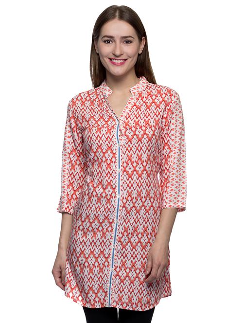 three quarter sleeves printed tunic - 17066349 - Very Small Image - 1