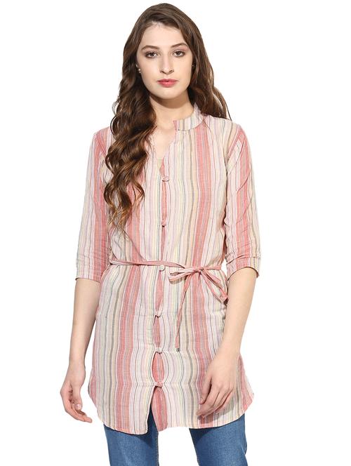 three quarter sleeves stripes tunic - 17066353 - Very Small Image - 1