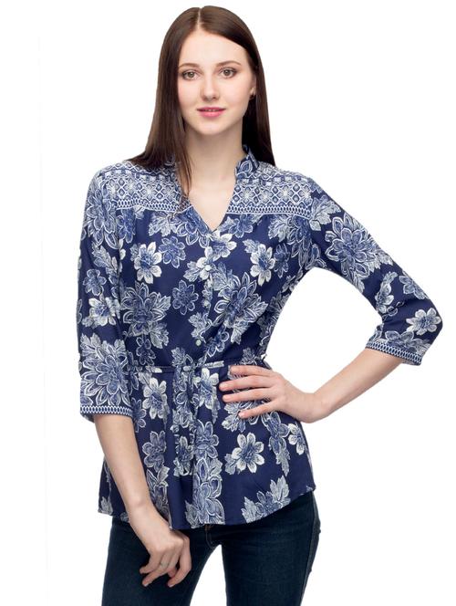 three quarter sleeves printed tunic - 17066355 - Very Small Image - 1