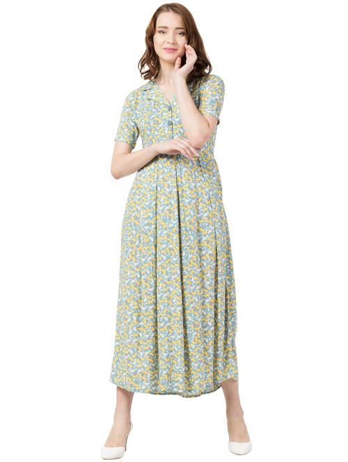 lapel neck printed maxi dress - 17067914 - Very Small Image - 1