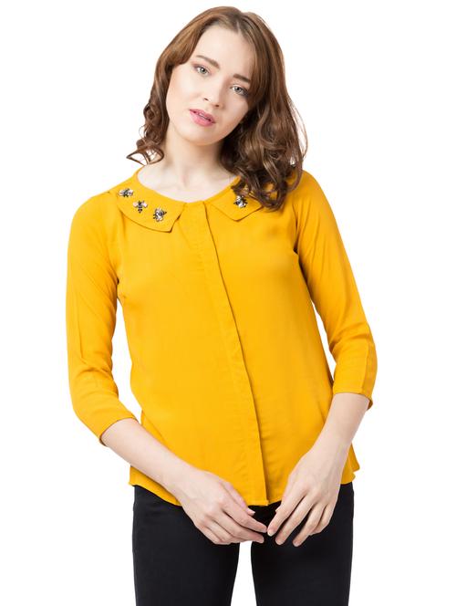 embellished peter pan neck concealed placket top - 17067923 - Very Small Image - 1
