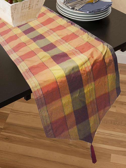 pure silk woven check table runner - 17068669 - Very Small Image - 1