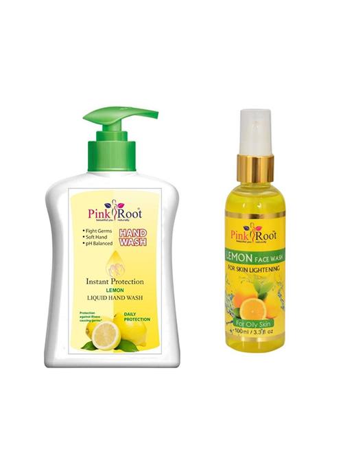 pink root lemon hand wash 200ml with lemon face wash 100ml (pack of 2) - 17071871 - Very Small Image - 1