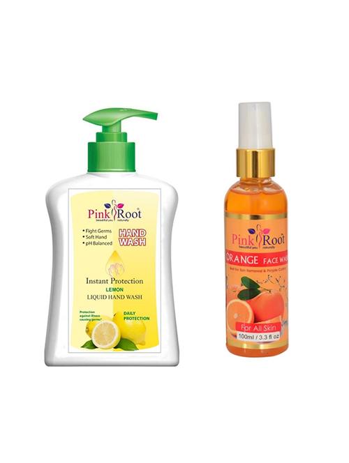pink root lemon hand wash 200ml with orange face wash 100ml (pack of 2) - 17071873 - Very Small Image - 1