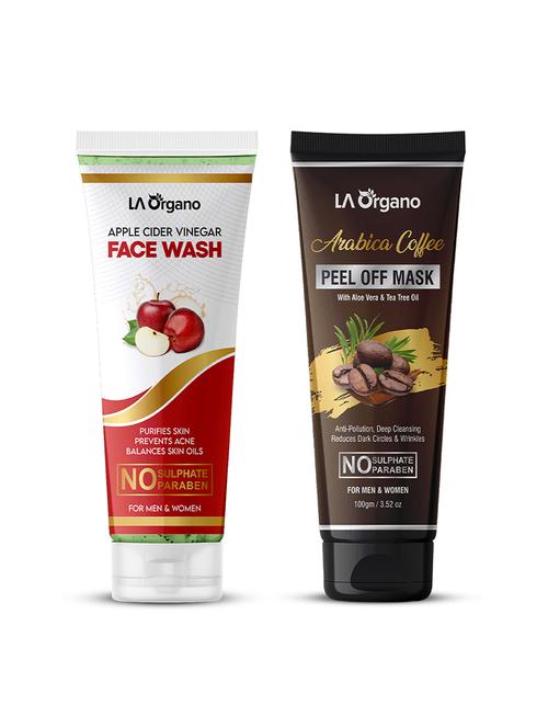la organo apple cider face wash(100gm) anti-ageing ,coffee peel off mask(100gm)reduces dark circles,wrinkle (pack of 2) - 17072285 - Very Small Image - 1