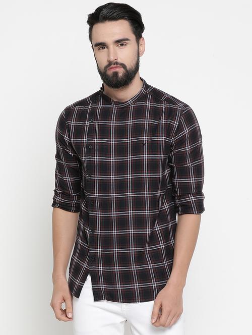 brown check short kurtas kurta - 17072902 - Very Small Image - 1