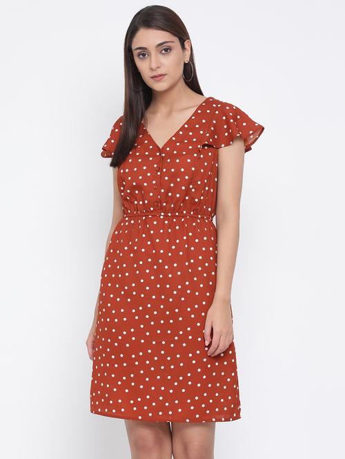 v neck polka dot dress - 17074091 - Very Small Image - 1