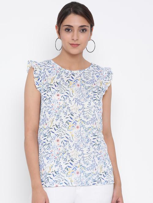 frill sleeves detail floral top - 17074125 - Very Small Image - 1