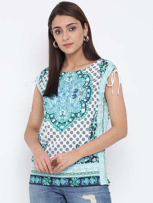tie up sleeves floral top - 17074132 - Very Small Image - 1