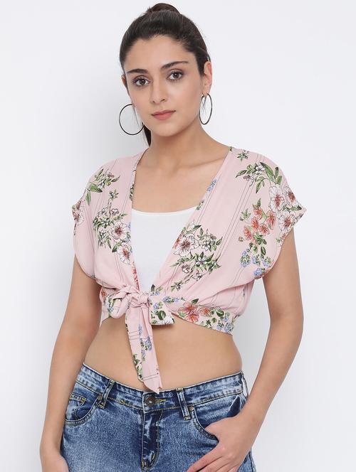 tie front floral shrug - 17074155 - Very Small Image - 1