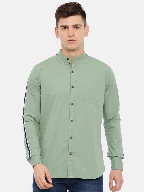 green solid casual shirt - 17076480 - Very Small Image - 1
