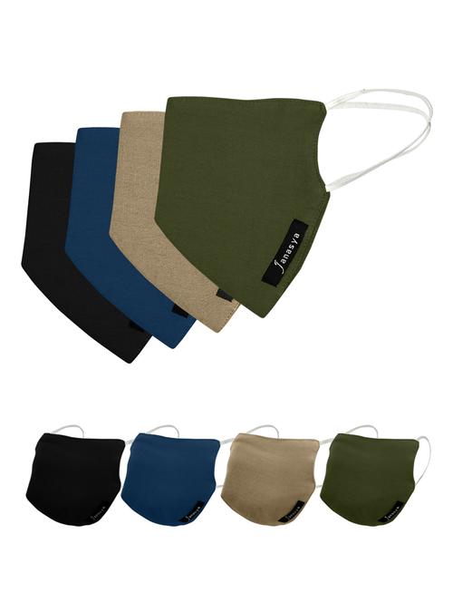 anasya's unisex washable 2-layer cotton solid face mask-pack of 4 - 17076571 - Very Small Image - 1