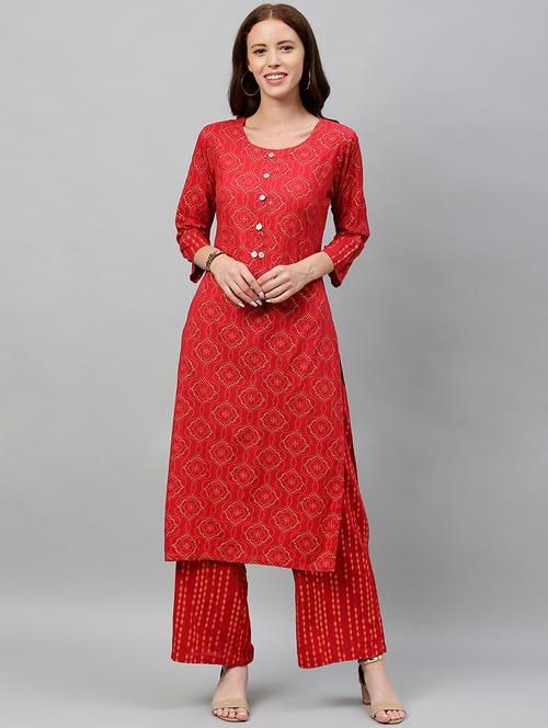 printed kurta palazzo set - 17076613 - Very Small Image - 1