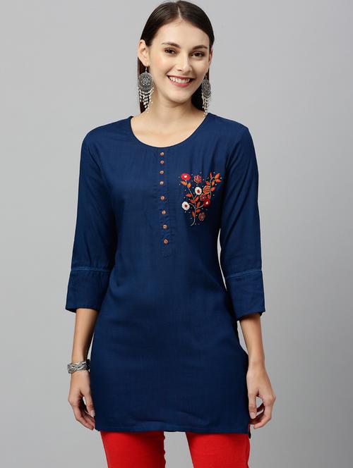 embroidered straight kurti - 17076647 - Very Small Image - 1