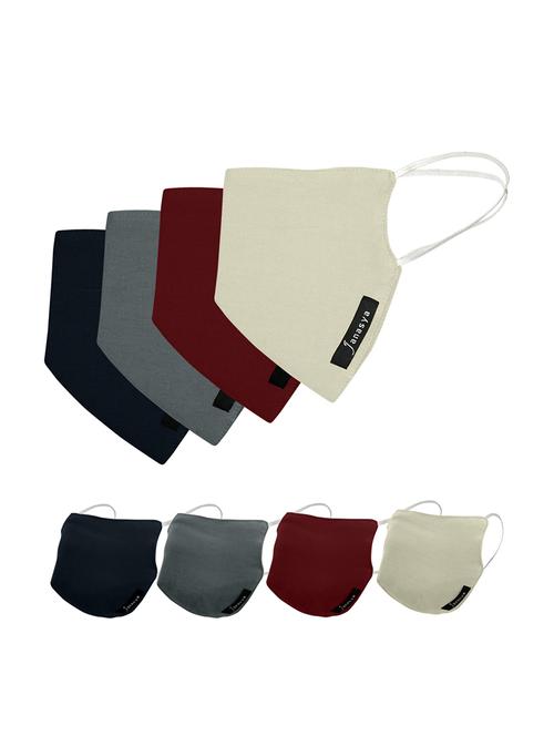janasya's unisex washable 2-layer cotton solid face mask (pack of 4) - 17076918 - Very Small Image - 1