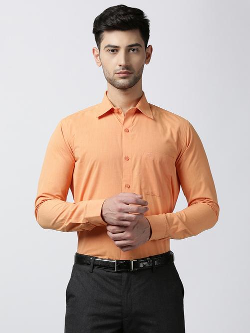 orange solid formal shirt - 17077283 - Very Small Image - 1