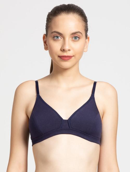 blue cotton regular bra - 17077854 - Very Small Image - 1