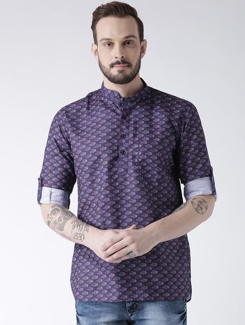 purple printed short kurta - 17078078 - Very Small Image - 1