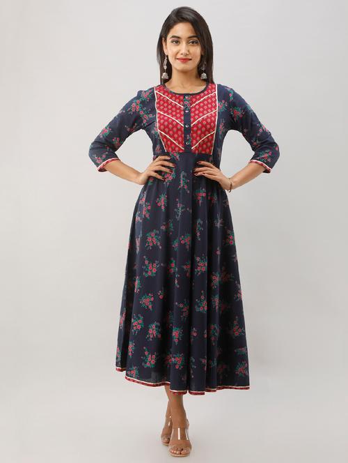 floral flared ethnic dress - 17078655 - Very Small Image - 1