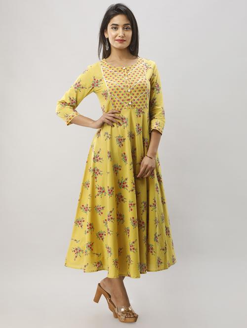 floral flared ethnic dress - 17078657 - Very Small Image - 1