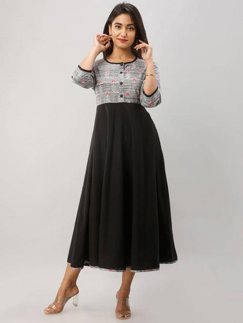 solid a-line kurta - 17078659 - Very Small Image - 1