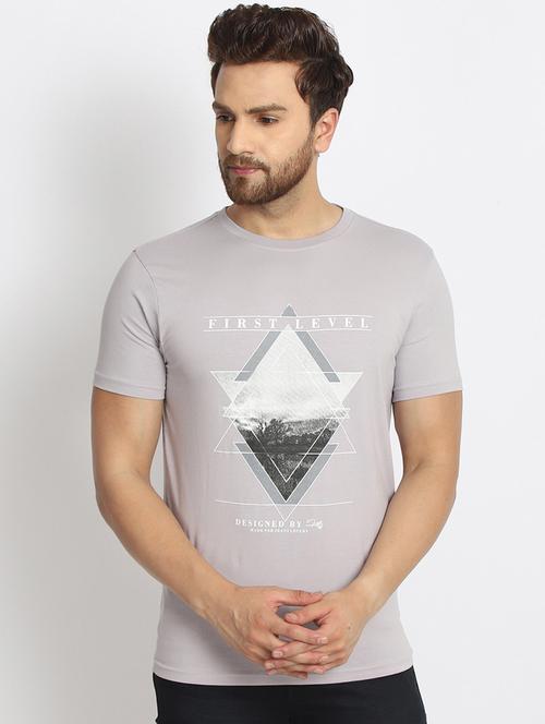 grey chest print t-shirt - 17079364 - Very Small Image - 1
