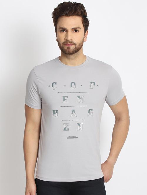 grey typographic chest print t-shirt - 17079402 - Very Small Image - 1