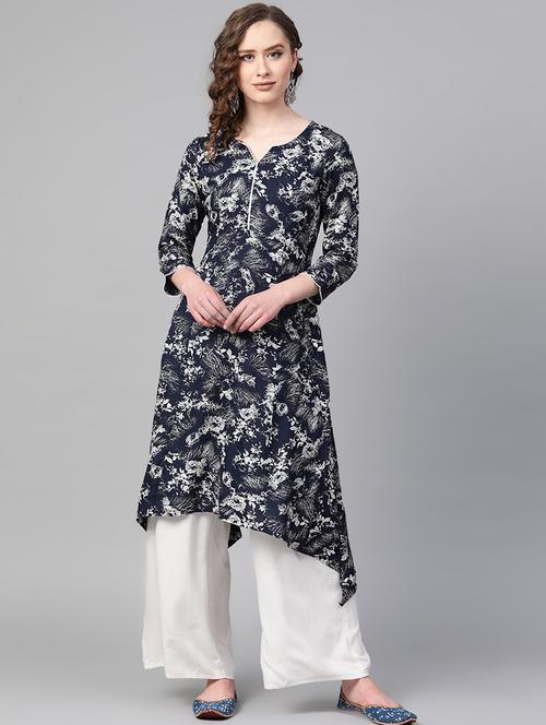 printed asymmetric kurta - 17080400 - Very Small Image - 1