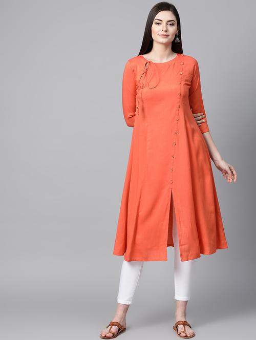 solid a-line kurta - 17080406 - Very Small Image - 1