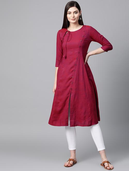 solid a-line kurta - 17080407 - Very Small Image - 1