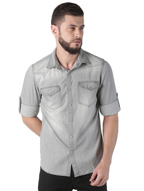 mens solid casual shirt - 17080779 - Very Small Image - 1