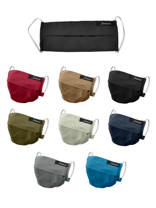 janasya's unisex washable 2-layer cotton solid face mask-pack of 8 - 17081029 - Very Small Image - 1