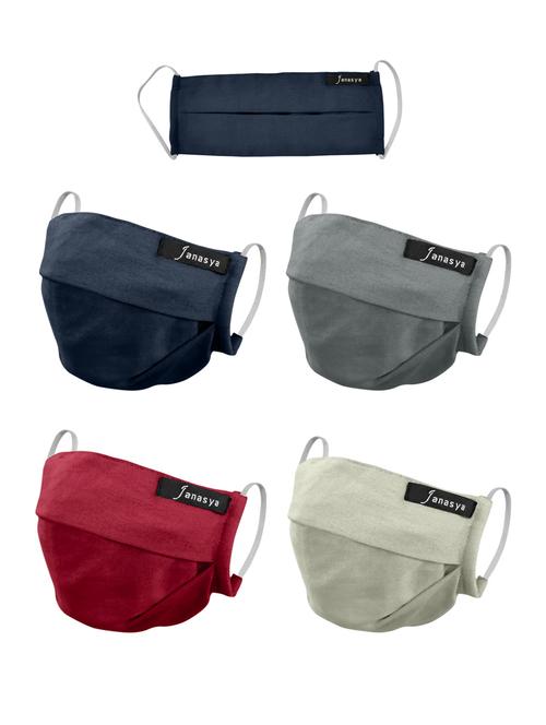 janasya's unisex washable 2-layer cotton solid face mask-pack of 4 - 17081031 - Very Small Image - 1