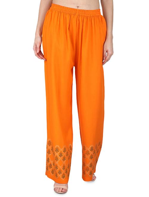 orange rayon palazzos - 17081112 - Very Small Image - 1